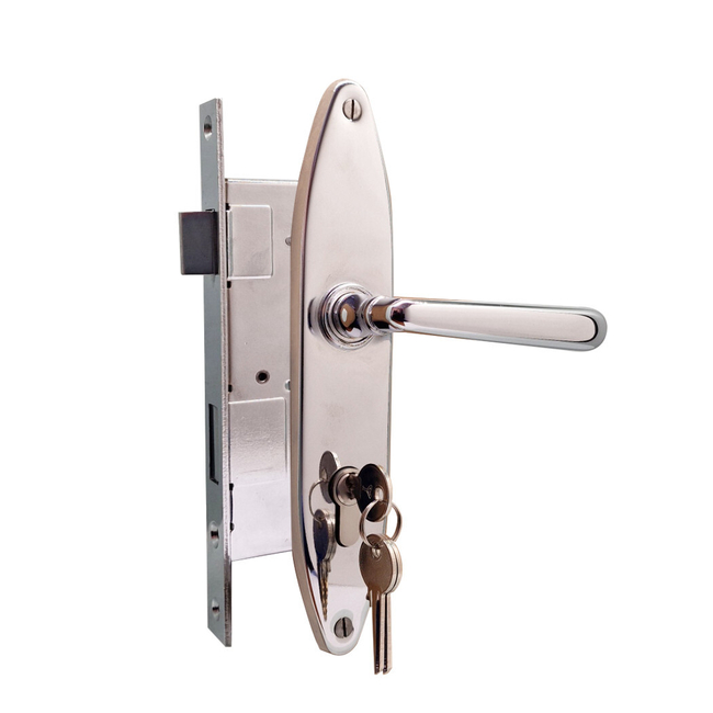 Door lock door handle and with escutcheons ANNA Kurzeme lock 72mm chrome-plated
