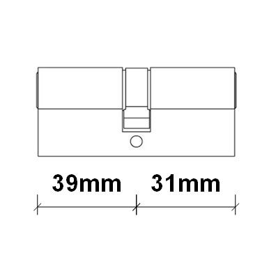 Door lock cylinder 39/31mm copper colour