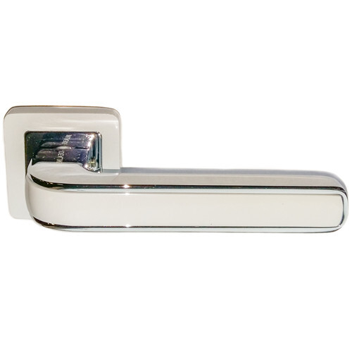 Door handle square with escutcheons RIKA IDEALINE white/chrome colour