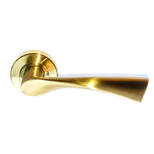 Door handle round with escutcheons 423 APECS matte gold colour