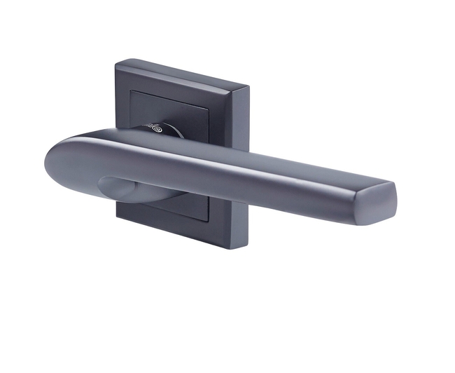 Door pull handle and closer with escutcheons Yale Siena black