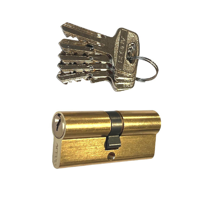 Lock cylinder Apecs 35x35mm/5 keys brass colour