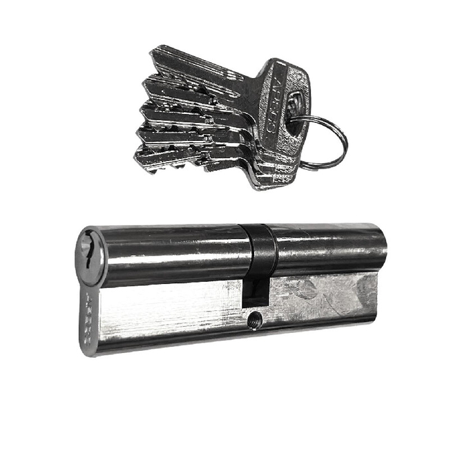 Lock cylinder Apecs 40x40mm/5 keys chrome colour