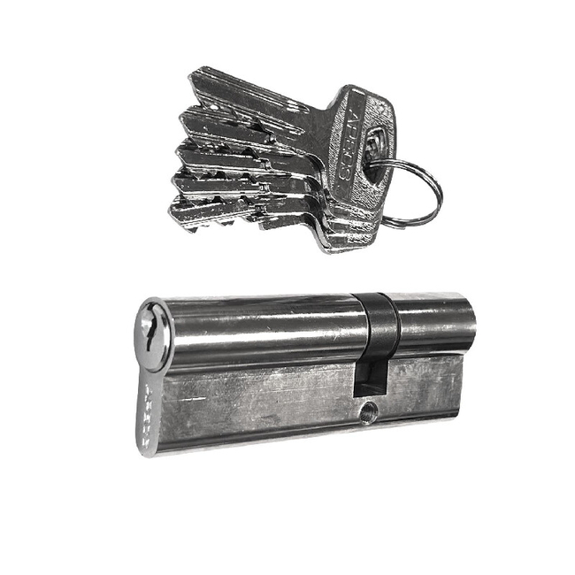Lock cylinder Apecs 40x45mm/5 keys chrome colour