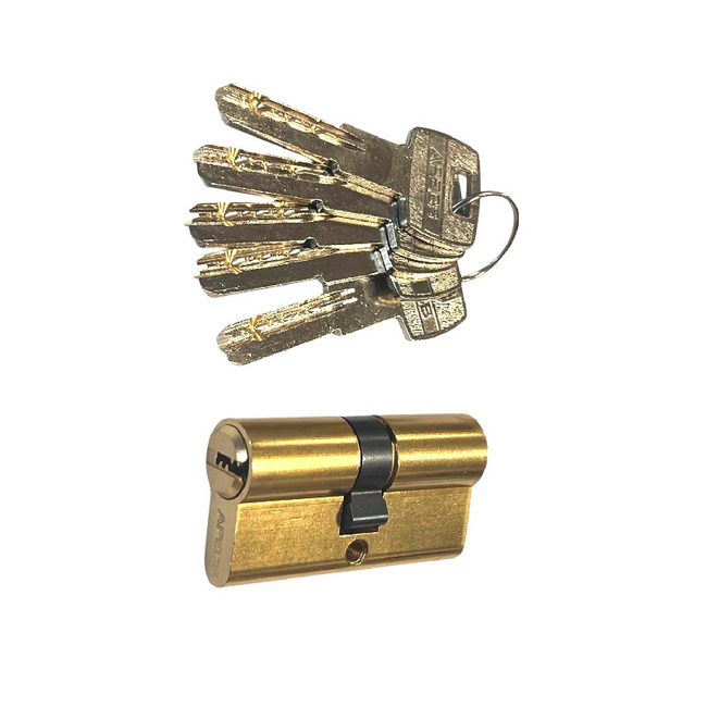Lock security cylinder Apecs 30x30mm/5 keys brass colour