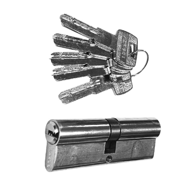 Luku turvasüdamik Apecs 45x45mm/5 võtit kroomi värvi
