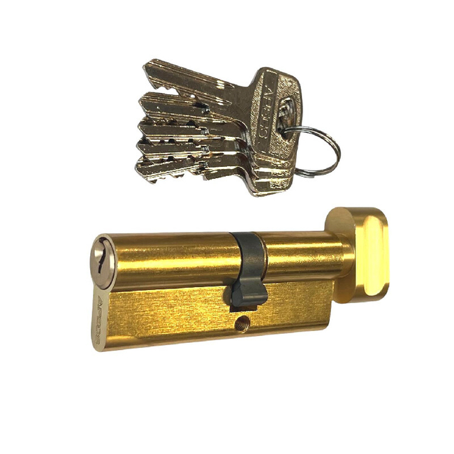 Lock cylinder with thumbturn Apecs 30x35mm/5 keys brass colour