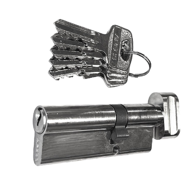 Lock cylinder with thumbturn Apecs 30x45mm/5 keys chrome colour