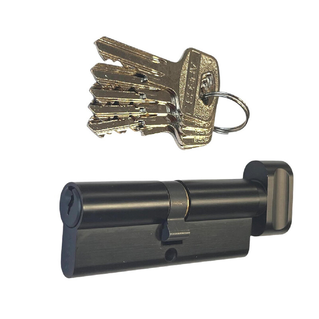 Lock cylinder with thumbturn Apecs 40x40mm/5 keys black
