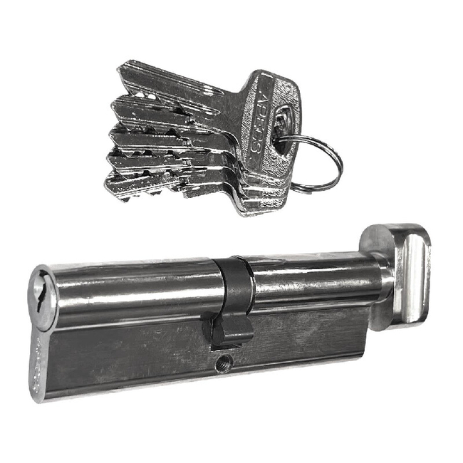 Lock cylinder with thumbturn Apecs 50x50mm/5 keys chrome colour