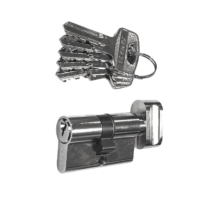 Locking cylinder Apecs 25x25mm/5 keys chrome colour