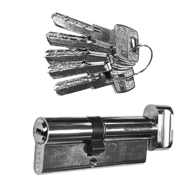 Lock security cylinder with thumbturn Apecs 45x30mm/5 keys chrome colour