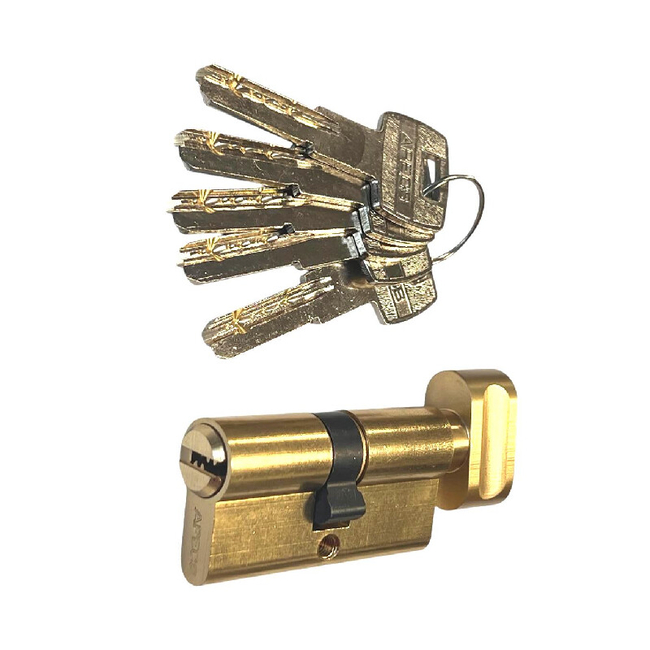 Lock security cylinder with thumbturn Apecs 35x35mm/5 keys brass colour