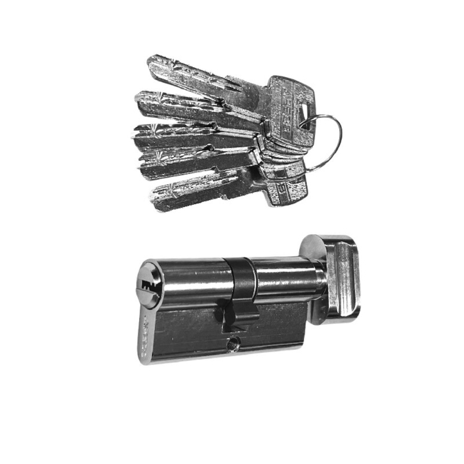 Luku turvasüdamik väändenupuga Apecs 30x30mm/5 võtit kroomi värvi