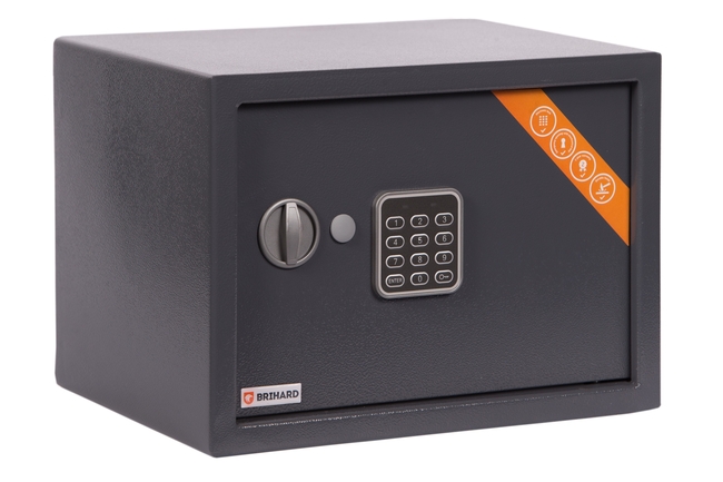Safe with electronic with key HOME 310x200x200mm grey
