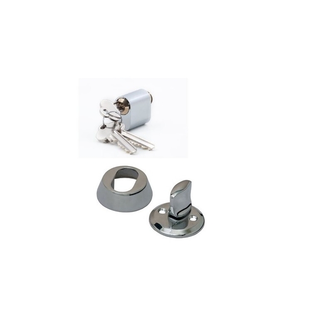 Oval lock cylinder coated VALNES 30/18mm/3 keys chrome colour