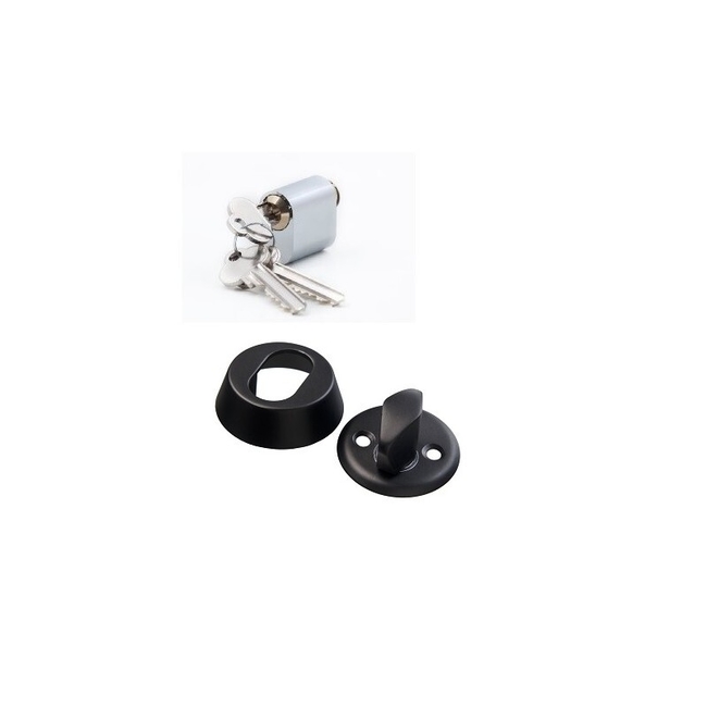 Oval lock cylinder closer and with escutcheon VALNES 30/18mm/3 keys black