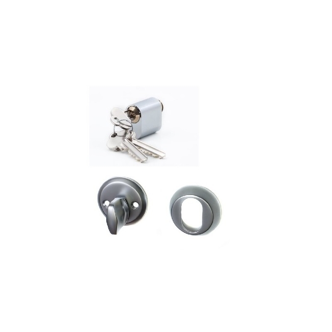 Oval lock cylinder closer and with escutcheon VALNES 30/18mm/3 keys matte chrome colour