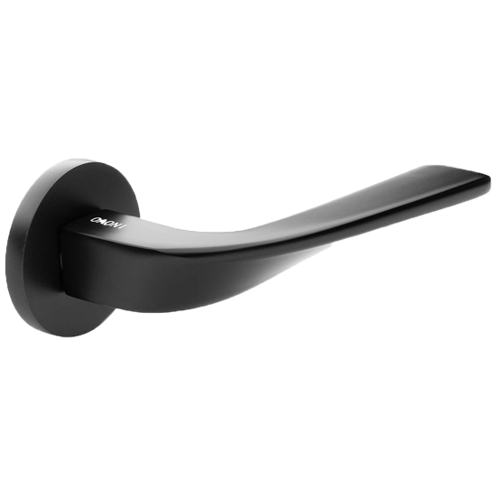Door handle round with escutcheons
