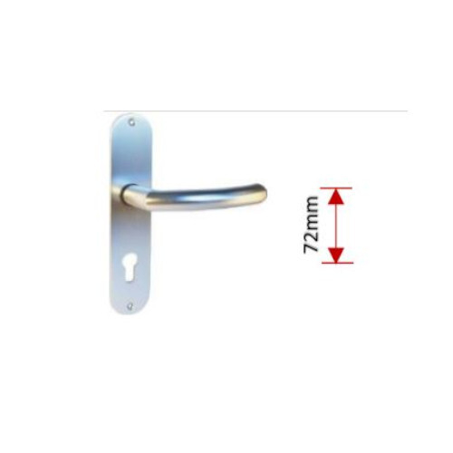 Door handle with escutcheons 72mm silver