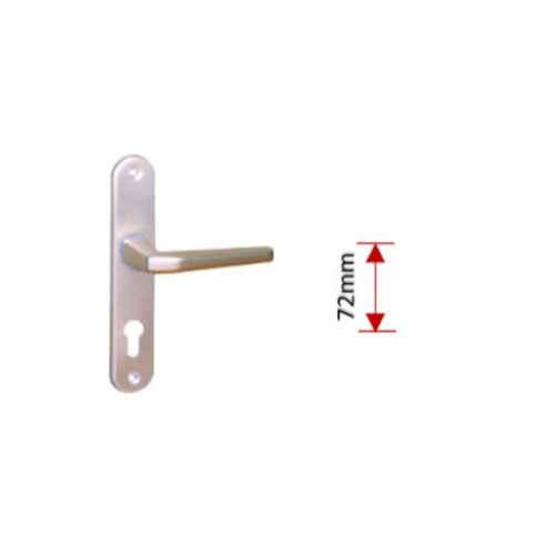 Door handle long with escutcheon/anodized 72mm silver