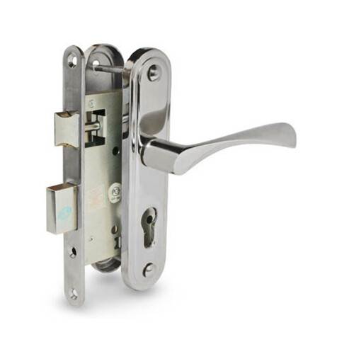 Door handle with lock APECS 55/55mm chrome colour