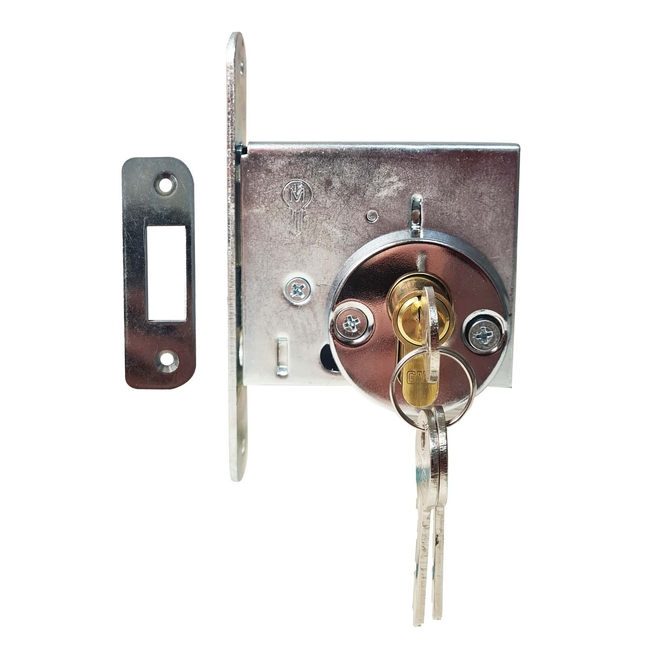 Door lock kattekilpide/with strike plate/lukusilindriga Nora 85mm/ chrome colour