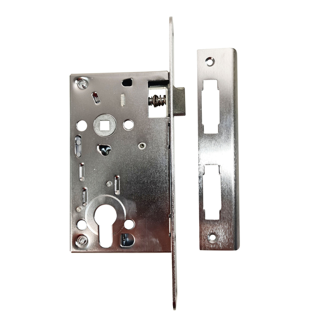 Door lock with strike plate AGRA 72mm/55mm chrome-plated