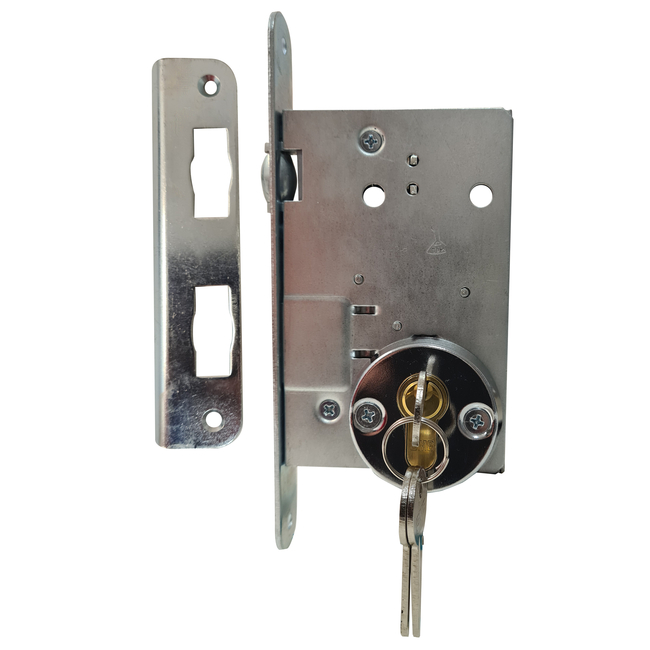 Door lock with roller catch ZV5 85mm/ chrome colour