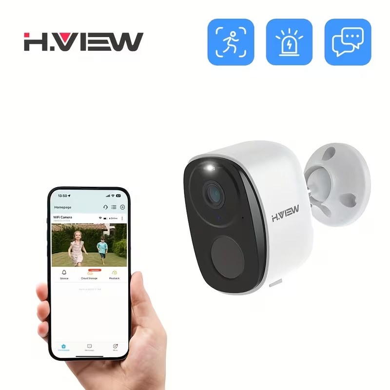 H.VIEW Solar 3MP akukaamera + päikesepaneel (QHD, Wi-Fi)